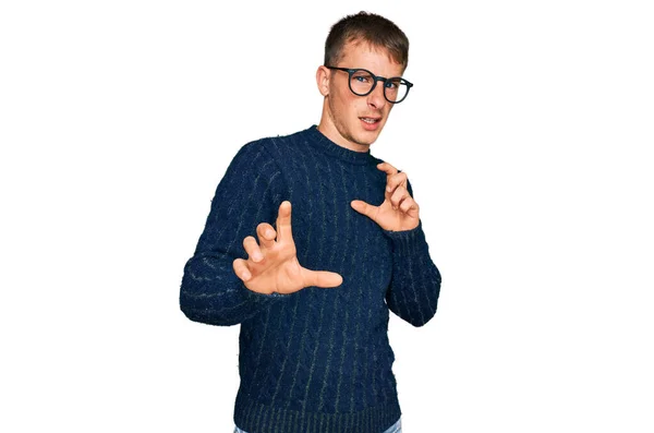 Young Blond Man Wearing Casual Clothes Glasses Disgusted Expression Displeased — Stock Fotó