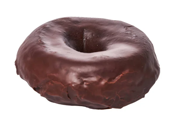 Único Delicioso Donut Chocolate Isolado Fundo Branco — Fotografia de Stock