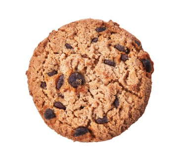  Beyaz arka planda izole edilmiş lezzetli çikolatalı kurabiye.