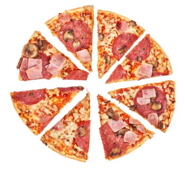  Beyaz bir arka plan üzerinde izole lezzetli İtalyan pizza