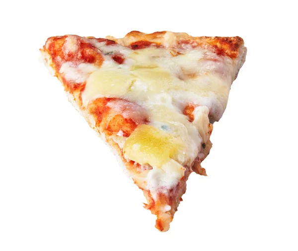 Scheibe Von Käse Italienische Pizza Isoliert Auf Weißem Hintergrund — Stockfoto