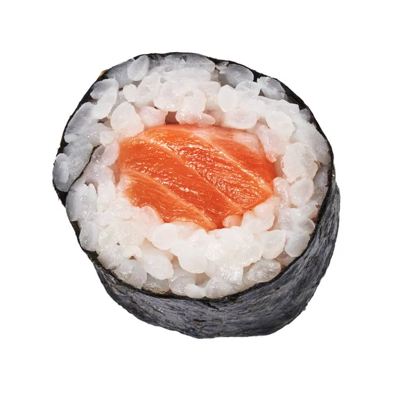 Single Salmon Sushi Maki Isolated White Background — Stock Photo, Image