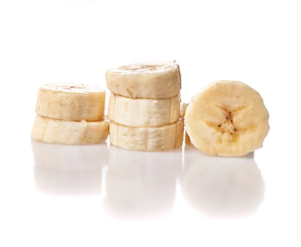 Slices Banana Isolated White Background — Stock Photo, Image