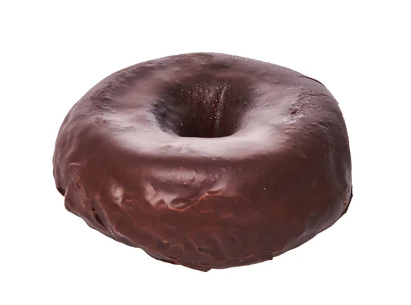 Single Delicious Chocolate Doughnut Isolated White Background — Stock Photo, Image