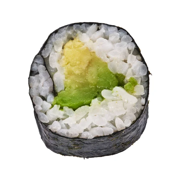 Único Abacate Sushi Maki Isolado Sobre Fundo Branco — Fotografia de Stock