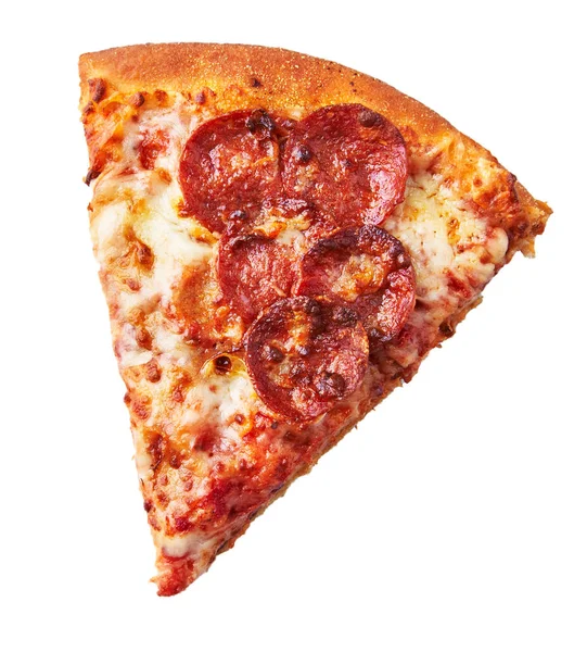 Fatia Pizza Italiana Pepperoni Isolada Fundo Branco — Fotografia de Stock