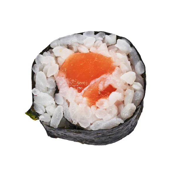 Pojedyncze Sushi Maki Łososiowe Izolowane Białym Tle — Zdjęcie stockowe