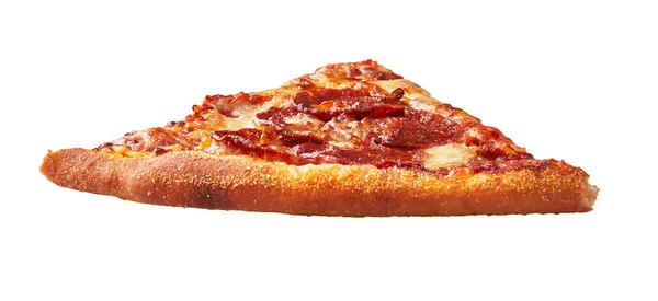 Scheibe Pfefferoni Italienische Pizza Isoliert Auf Weißem Hintergrund — Stockfoto