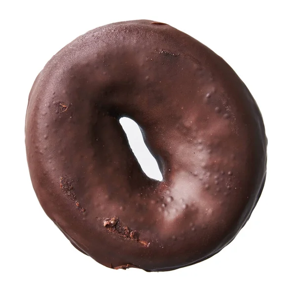 Single Heerlijke Chocolade Donut Geïsoleerd Een Witte Achtergrond — Stockfoto