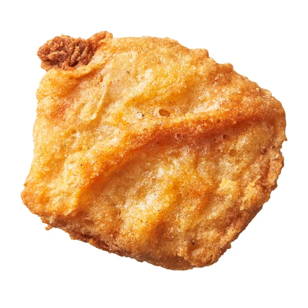 Single Chicken Nugget Isoliert Auf Weißem Hintergrund — Stockfoto