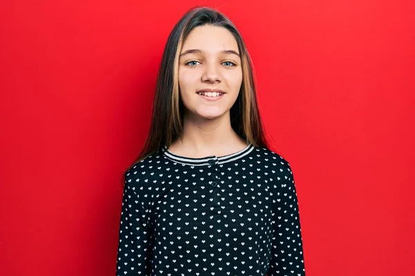 Young Brunette Girl Wearing Casual Sweater Looking Positive Happy Standing — Stock Photo, Image