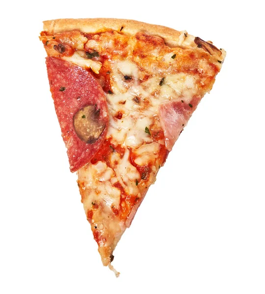 Skiva Italiensk Pizza Isolerad Vit Bakgrund — Stockfoto