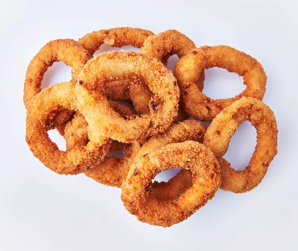 Bunch Breaded Onion Rings Isolated White Background Stock Picture