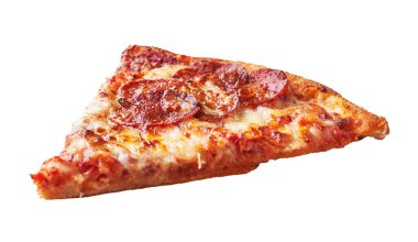  Beyaz arka planda izole edilmiş İtalyan biberli pizza dilimi.