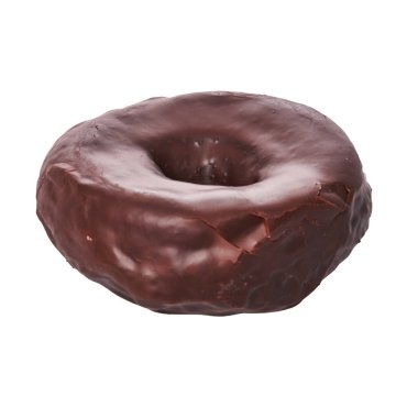  Beyaz arka planda izole edilmiş tek lezzetli çikolatalı çörek.