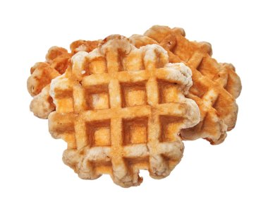  Beyaz arka planda izole edilmiş bir sürü lezzetli waffle