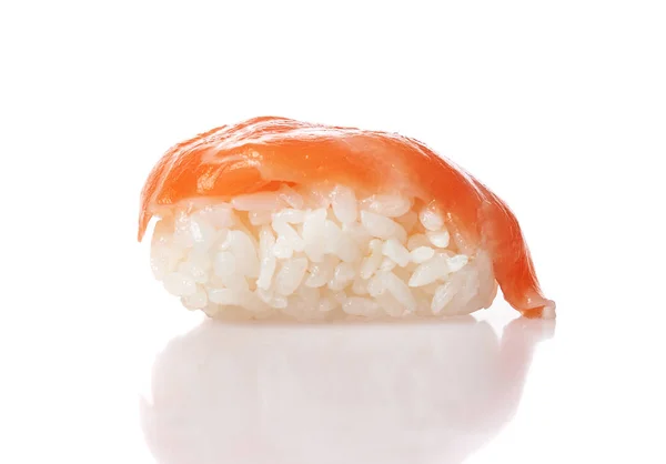 Single Lachs Nigiri Sushi Isoliert Auf Weißem Hintergrund — Stockfoto