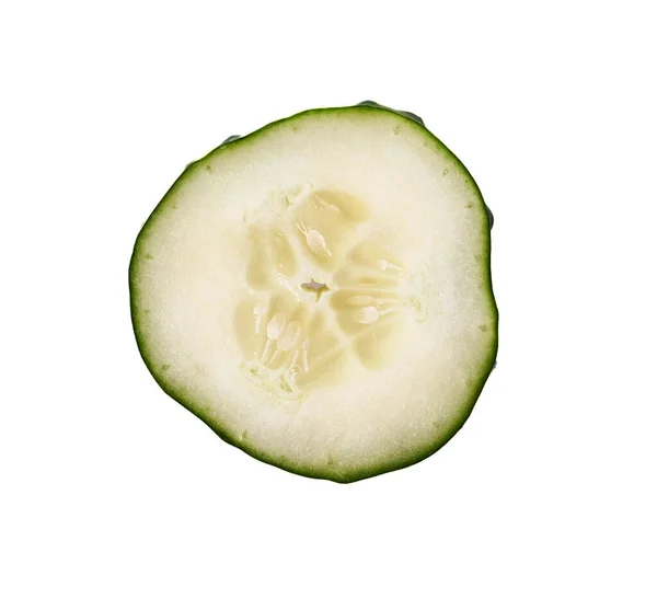 Snijd Van Komkommer Geïsoleerd Een Witte Achtergrond — Stockfoto