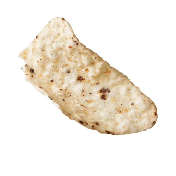 Single Mexicaanse Nacho Chip Geïsoleerd Een Witte Achtergrond — Stockfoto