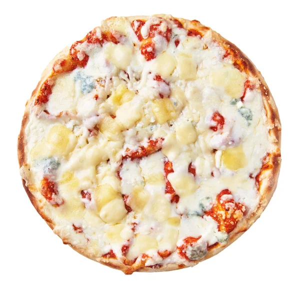 Délicieuse Pizza Italienne Fromages Isolée Sur Fond Blanc — Photo