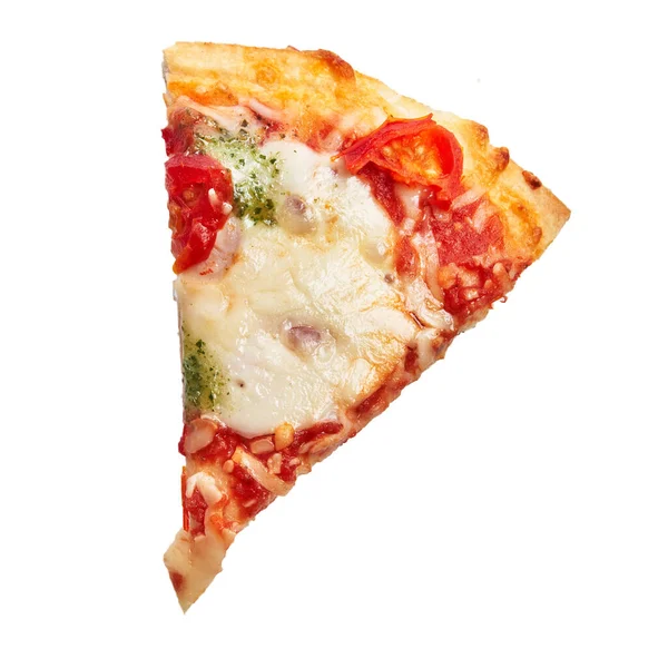 Kawałek Włoskiej Pizzy Caprese Izolowane Białym Tle — Zdjęcie stockowe
