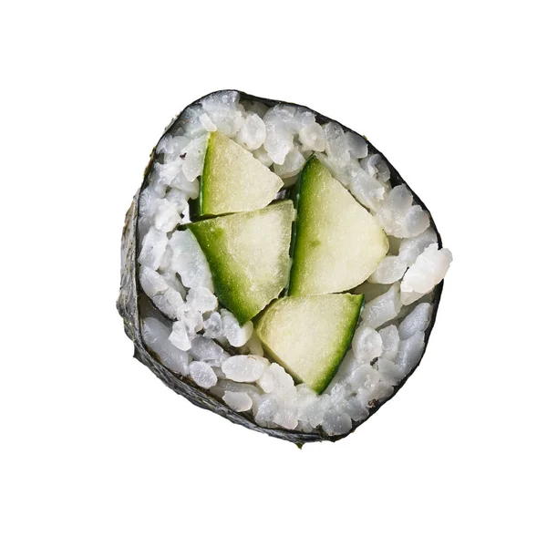 Single Cucumber Sushi Maki Isolated White Background — Stock Photo, Image