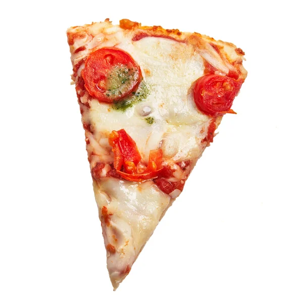 Felie Pizza Italiană Caprese Izolată Fundal Alb — Fotografie, imagine de stoc