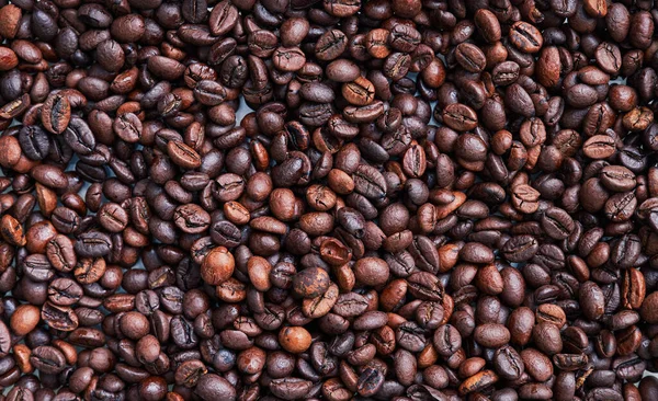 Brown Black Coffee Beans Roasted Arabic Espresso Coffee Grains — Stock Photo, Image