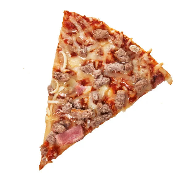 白い背景に隔離されたバーベキューイタリアのピザのスライス — ストック写真
