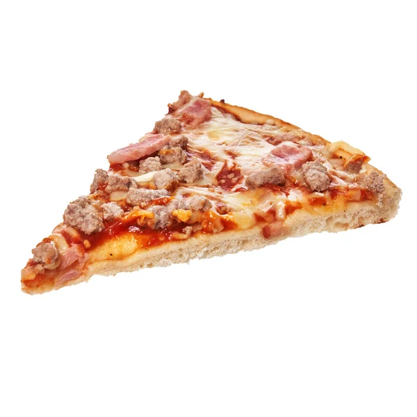 Rebanada Pizza Italiana Barbacoa Aislada Sobre Fondo Blanco — Foto de Stock