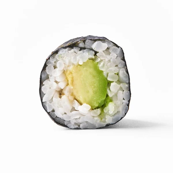 Single Avocado Sushi Maki Isolated White Background — Stock Photo, Image