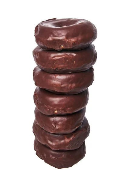 Stack Chocolate Doughnuts Isolated White Background — Stock Photo, Image