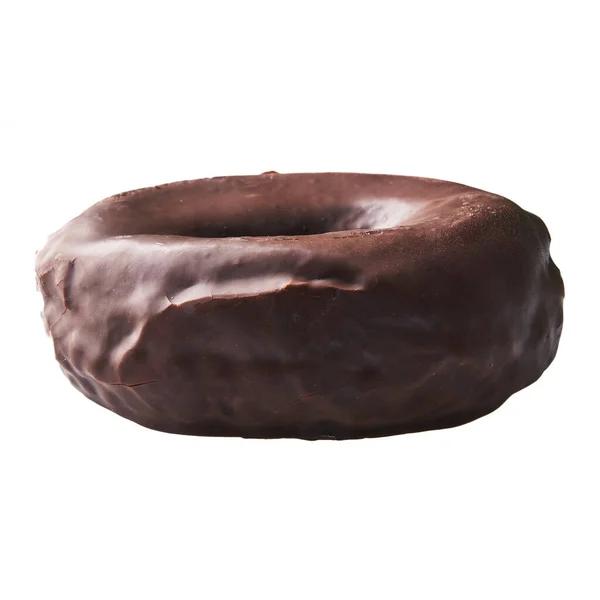 Einzelne Köstliche Schokolade Donut Isoliert Auf Weißem Hintergrund — Stockfoto