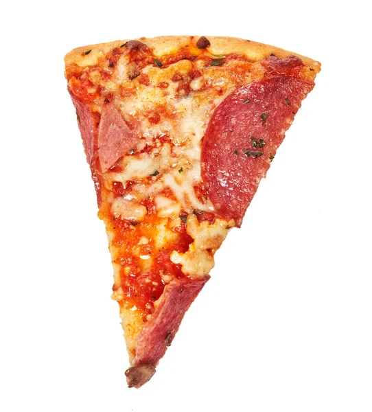 Skiva Italiensk Pizza Isolerad Vit Bakgrund — Stockfoto