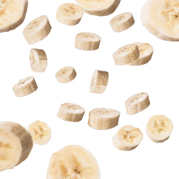 Fehér Alapon Izolált Banánszeletek — Stock Fotó