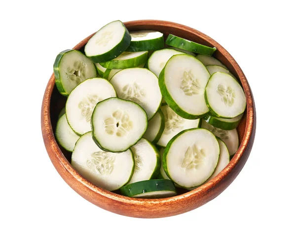 Bowl Slices Cucumber Isolated White Background — Stock Photo, Image