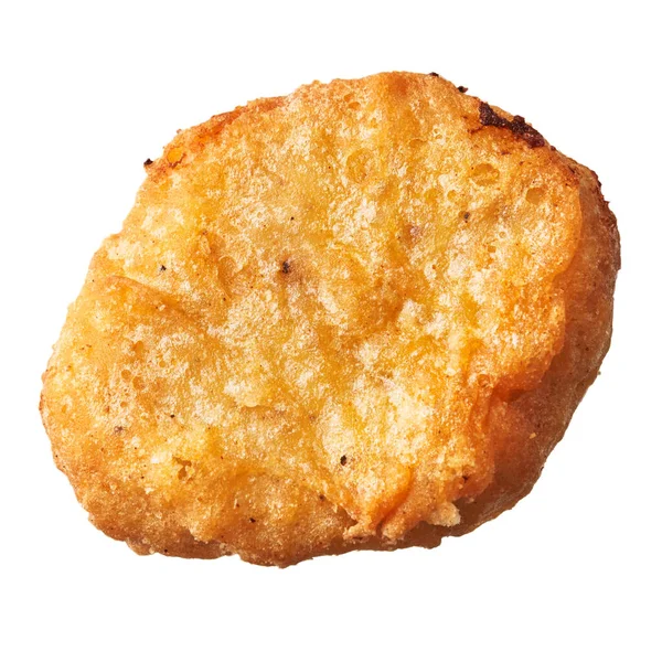 Single Chicken Nugget Isoliert Auf Weißem Hintergrund — Stockfoto