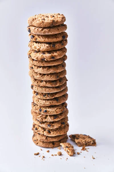 Läckra Choklad Cookies Isolerade Vit Bakgrund — Stockfoto