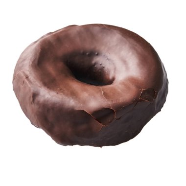  Beyaz arka planda izole edilmiş tek lezzetli çikolatalı çörek.