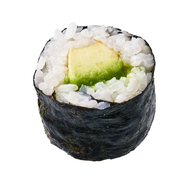 Único Abacate Sushi Maki Isolado Sobre Fundo Branco — Fotografia de Stock