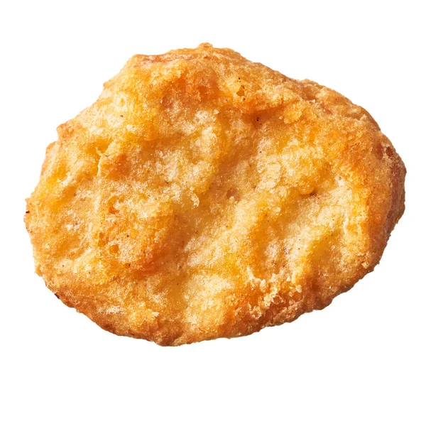 Single Chicken Nugget Isoliert Auf Weißem Hintergrund — Stockfoto