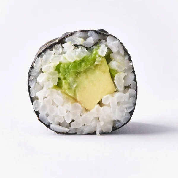 Single Avocado Sushi Maki Isolated White Background — Stock Photo, Image