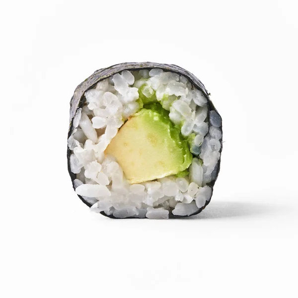 Solo Sushi Maki Aguacate Aislado Sobre Fondo Blanco — Foto de Stock