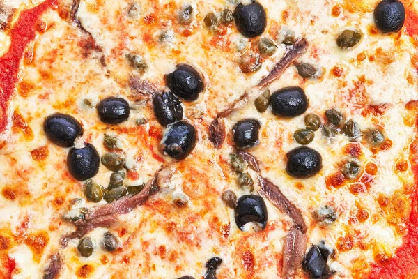 Single Anchovies Italian Pizza Texture — 스톡 사진