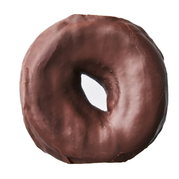 Único Delicioso Donut Chocolate Isolado Fundo Branco — Fotografia de Stock