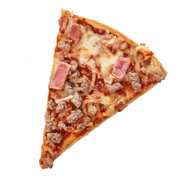 Rebanada Pizza Italiana Barbacoa Aislada Sobre Fondo Blanco — Foto de Stock