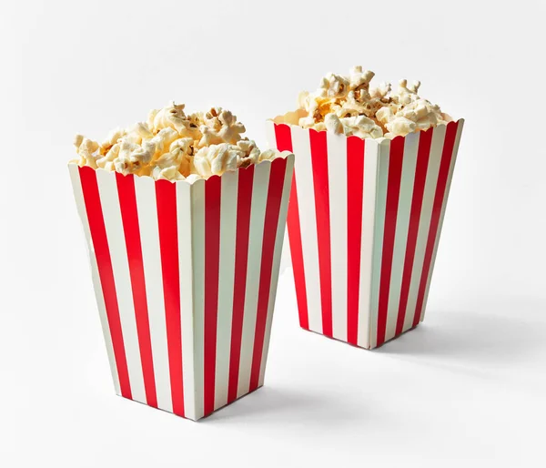 Two Packs Salty Popcorns Isolated White Background — Stock Photo, Image