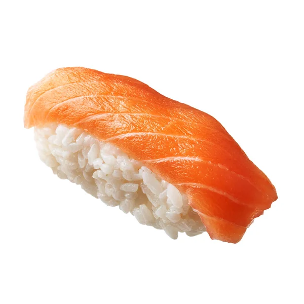 Único Sushi Salmão Nigiri Isolado Fundo Branco — Fotografia de Stock