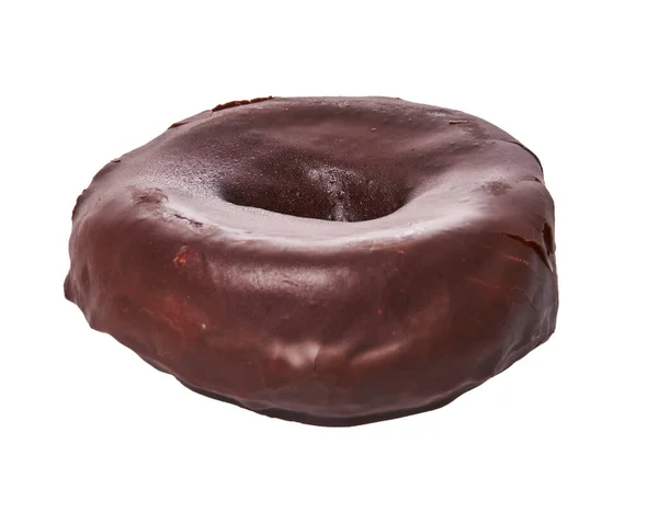 Single Heerlijke Chocolade Donut Geïsoleerd Een Witte Achtergrond — Stockfoto