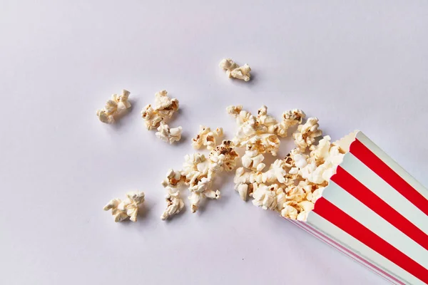 Pack Salty Popcorns Falling Isolated White Background — Stock Photo, Image